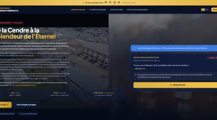 🚨APPEL À LA CONTRIBUTION : CAMPAGNE SPÉCIALE DE CONTRIBUTION DE 3 MOIS POUR LA RECONSTRUCTION DU TEMPLE MORIAH DE SHEKINAH TABERNACLE