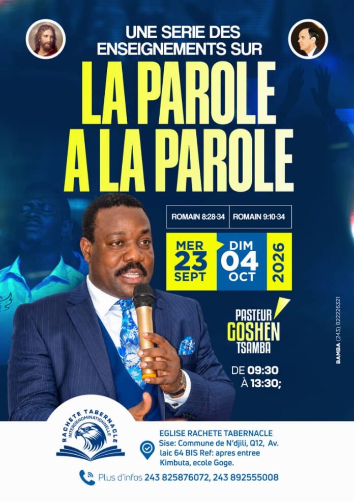 Affiche de la série de réunions au Racheté Tabernacle de Kinshasa